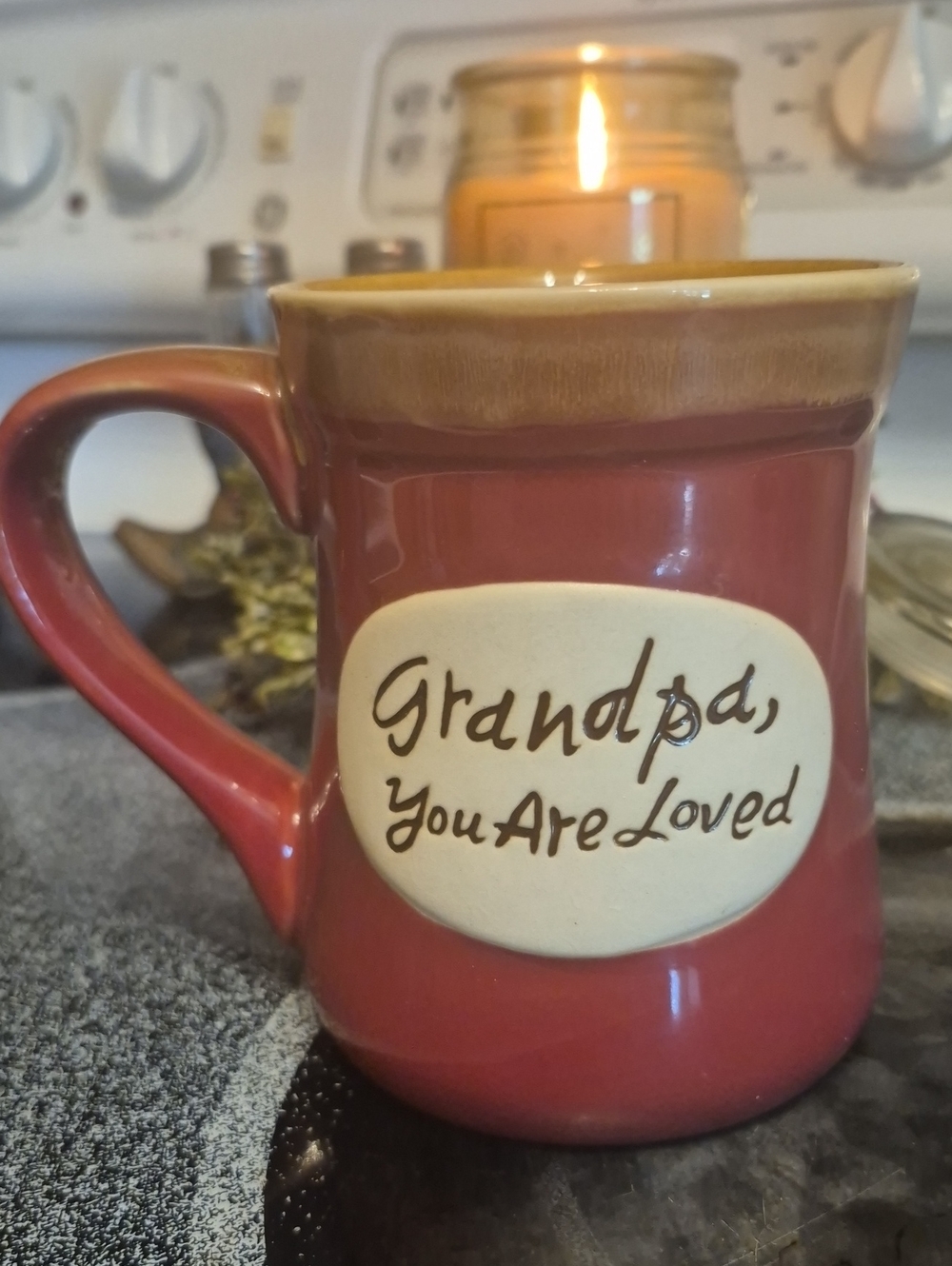 Grandpa You Are Loved Red Ceramic Mug Large Size 20 Ounces